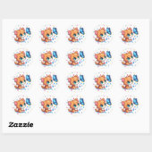 Sticker Rond Cute chaton/chat et papillon (Feuille)