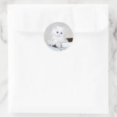 Sticker Rond Cute chaton persan blanc (Sac)