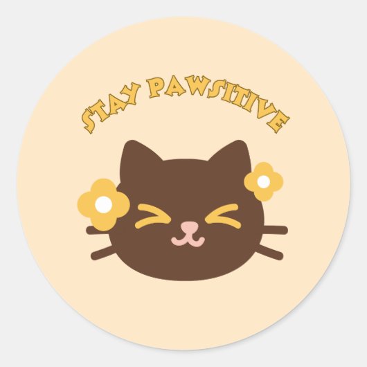 Sticker Rond Cute Cheerful Cat (Devant)