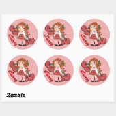 Sticker Rond Cute Cherry thème Chibi avec cerise Arrière - plan (Feuille)