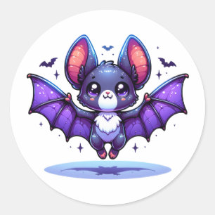 Sticker Rond Cute Chibi Halloween de chauve-souris de dessin