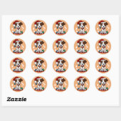 Sticker Rond Cute Chibi Kawaii Jack Russell Terrier Noël (Feuille)