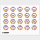 Sticker Rond Cute Chibi Kawaii Llama Love Sunset (Feuille)