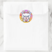 Sticker Rond Cute Chibi Kawaii Llama Love Sunset (Sac)