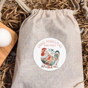 Sticker Rond Cute Chicken Ajouter Nom Agriculteurs Produit du m