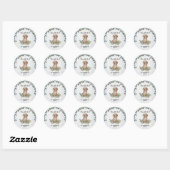 Sticker Rond Cute Chien Baby shower Floral Merci (Feuille)