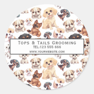 Sticker Rond Cute Chien Chien Chien