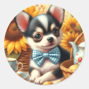 Sticker Rond Cute Chihuahua Puppy