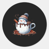 Sticker Rond Cute Christmas Hot Chocolate Snowman (Devant)