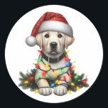 Sticker Rond Cute Christmas Labrador Retriever<br><div class="desc">Joli modèle Labrador Retriever de Noël pour les amateurs de Labrador Retriever.</div>