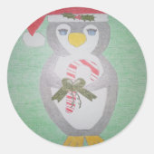 Sticker Rond Cute Christmas Penguin (Devant)