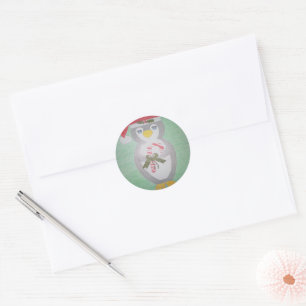 Sticker Rond Cute Christmas Penguin