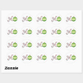 Sticker Rond Cute Christmas Text, Ho in Candy Canes Ornaments (Feuille)