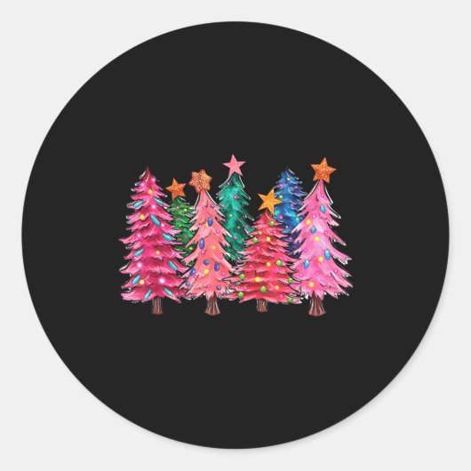 Sticker Rond Cute Christmas With Nk Trees Xmas Costume Womens G (Devant)