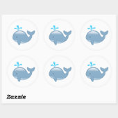 Sticker Rond Cute Chubby Cartoon Whale (Feuille)