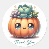 Sticker Rond Cute Citrouille Planteur Succulent (Devant)