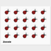 Sticker Rond Cute coccinelle - Rouge et Noir (Feuille)