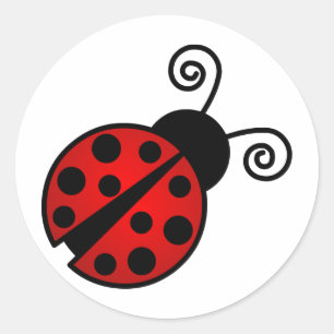 Sticker Rond Cute coccinelle - Rouge et Noir