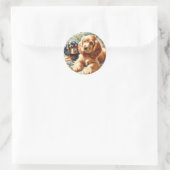 Sticker Rond Cute Cocker Peinture Espagnole (Sac)