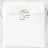 Sticker Rond Cute Coeur JAUNE Elephant maman & Baby shower (Sac)
