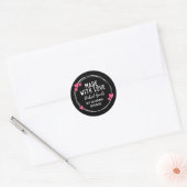 Sticker Rond Cute Coeurs Roses Main Levée Fabriquée Avec Amour (Enveloppe)