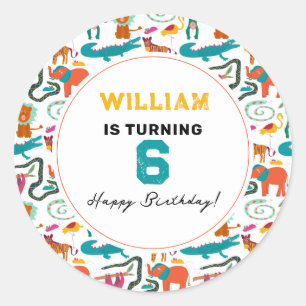 Sticker Rond Cute Colorful Animaux Abstraits Parti Anniversaire