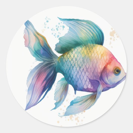 Sticker Rond cute colourful fish (Devant)