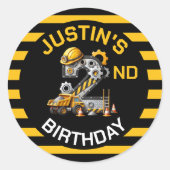 Sticker Rond Cute Construction 2e anniversaire (Devant)