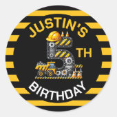 Sticker Rond Cute Construction 5e anniversaire (Devant)