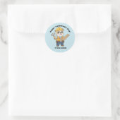 Sticker Rond Cute Construction Bulldog Valentine (Sac)