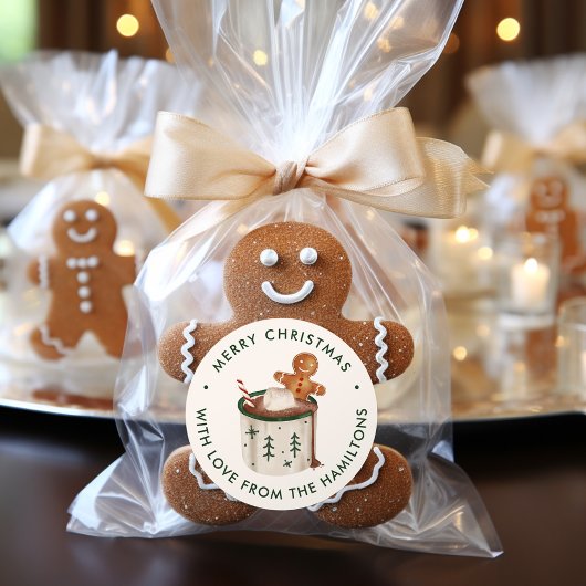 Sticker Rond Cute Cookies and Cocoa Christmas
