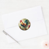 Sticker Rond Cute coq rustique/vintage (Enveloppe)