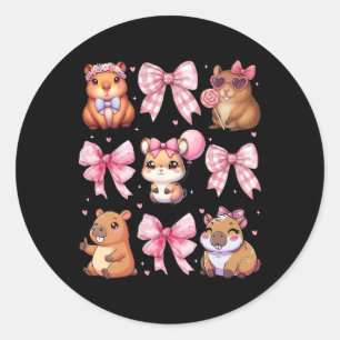 Sticker Rond Cute Coquette Bow Capyra Pyjamas Pjs Vêtements Fil