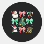 Sticker Rond Cute Coquette Bow Christmas Tree Santa Gingerbread (Devant)
