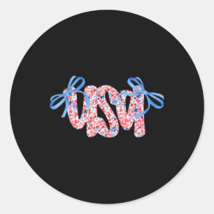 Sticker Rond Cute Coquette Chinoiserie Floral Patriotique Usa 4