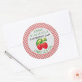 Sticker Rond Cute Country Farm Home Fabriqué Confiture De Framb (Enveloppe)