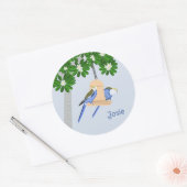 Sticker Rond Cute Couple Parrots Joués Rosellas Ajouter un nom (Enveloppe)