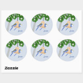 Sticker Rond Cute Couple Parrots Joués Rosellas Ajouter un nom (Feuille)