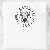 Sticker Rond Cute Cow Lover - Facilement Distrait Par Les Vache (Sac)