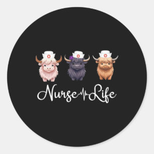Sticker Rond Cute Cow Nurse Life Farm Amoureux des animaux Infi