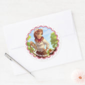 Sticker Rond Cute Cowgirl personnalisable (Enveloppe)