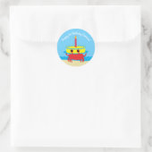 Sticker Rond Cute Crab Beach Fête d'anniversaire pour enfants (Sac)