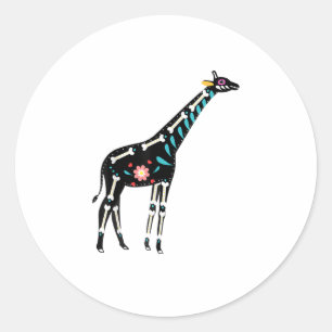 Sticker Rond Cute Crâne à sucre Giraffe mexicaine Halloween Jou