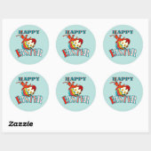 Sticker Rond Cute Crawfish Joyeux Pâques (Feuille)