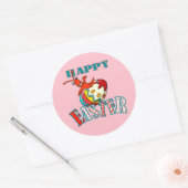 Sticker Rond Cute Crawfish Joyeux Pâques (rose) (Enveloppe)