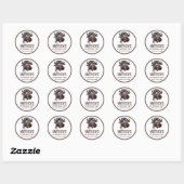 Sticker Rond Cute Crazy Cheetah Farm Theme 1st Birthday (Feuille)