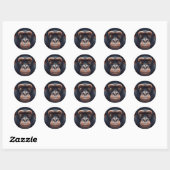Sticker Rond Cute Crazy Funny Chimpanzé Anime Portrait (Feuille)