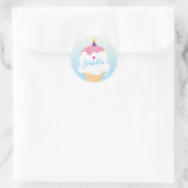 Sticker Rond CUTE CRÈME DE GLACE CONE saupoudrer de partie rétr (Sac)