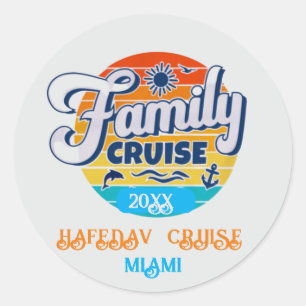 Sticker Rond Cute croisière personnalisée Bateau Famille Voyage