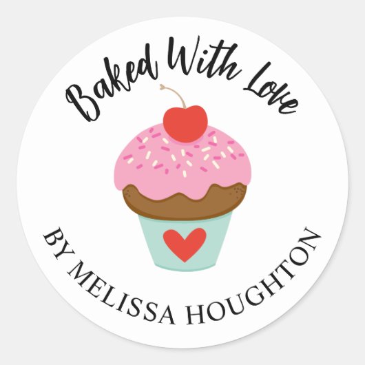 Sticker Rond Cute Cuite Cuite À L'Autocollant Cupcake Amour (Devant)